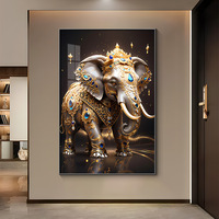 Décoration murale moderne en cristal et porcelaine de style indien, éléphant doré de luxe, cadre photo avec lumière LED