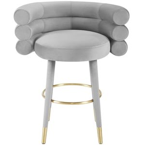 Taburete de bar y mostrador Jackson Velvet de acero inoxidable dorado, con asiento de tela. Taburete alto duradero para bar en casa y comedor. - Product Image 6