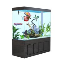 Grand Rectangle Verre Aquarium Réservoir de Poissons 50L Ménage Cloison Température de l'Eau Télécommande Style Luxe Boîte Emballée