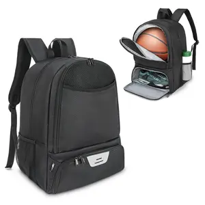 Custom Volleyball Football Bag With Ball And Shoe Compartment Mesh Black Basketball Soccer Sports Backpack