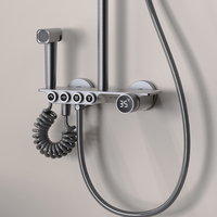 Ensemble de douche numérique mural en laiton chromé noir avec thermostat en céramique et robinet de douche poli pour villa