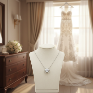 สร้อยคอเพชรเม็ดเดี่ยวสีทองคำขาว14K ทรงเสน่ห์เครื่องประดับชั้นดีพร้อมเพทายหลักหินของขวัญแต่งงานสำหรับผู้หญิงทำจากไก่งวง - Product Image 3