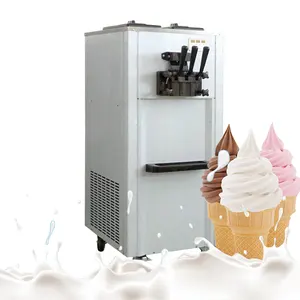 Soft Serve 3 Sabores Fabricação Equipamentos Softy Sundae Ice Cream Maker Congelado Iogurte Máquina Xarope Dispenser Bomba R22 Chinês