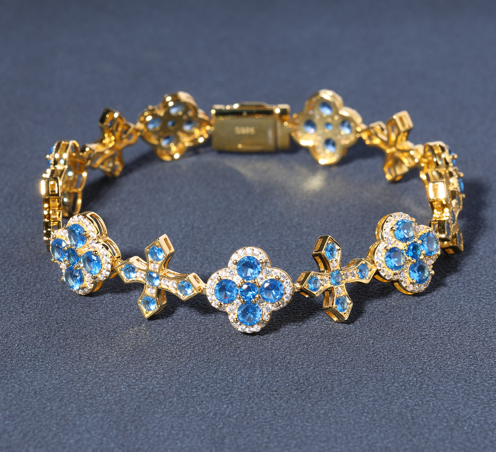 ◆HYERES LOR◆ Essence Silver (W) Moissanite Flower Bracelet 925 Silver 2.6 Carat Moissanite Bracelet Fashion Flower