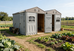 ביתן גינה נייד מודולרי מוכן מראש, עמיד למים, מופעל באנרגיה סולארית, ידידותי לסביבה, עשוי HDPE, קטן ונייד. - Product Image 2