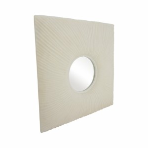 Specchio da parete scultoreo quadrato in resina di quarzo, specchio moderno per camera da letto, dormitorio, bagno, in poliresina testurizzata - Product Image 2