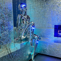 Sculpture d'art lumineuse en forme de robot de grande taille pour vitrine de boîte de nuit, décoration pour événement pop-up de marque, entrée