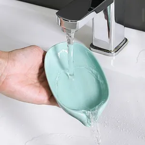 Leaf Shape <b>Soap</b> Box Drain <b>Soap</b> <b>Holder</b> Box Bathroom Shower <b>Soap</b> <b>Holder</b> Dish Storage Plate Tray Bathroom Gadgets - Product Image 2