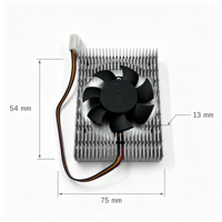 Dissipateur thermique tout en aluminium avec ventilateur 75x54x13mm 12V 45W 4000RPM 4 broches avec contrôle de vitesse pour le refroidissement des puces de cartes industrielles embarquées