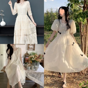 Vestido de <span class=keywords><strong>Mujer</strong></span> de Alta Calidad, Ropa Formal de Verano, Estilo Casual con Cintura, Transpirable y Cómodo, Falda Larga Ligera para Chicas - Product Image 3