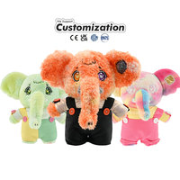 Poupée éléphant en peluche personnalisée fait à la main jouet en peluche Design personnalisé coloré Tie Dye salopette tenue pour cadeaux Collection déco