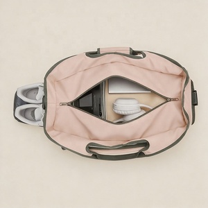 <span class=keywords><strong>Sac</strong></span> <span class=keywords><strong>de</strong></span> <span class=keywords><strong>sport</strong></span> personnalisé rose pour femme, <span class=keywords><strong>sac</strong></span> <span class=keywords><strong>de</strong></span> voyage robuste en toile <span class=keywords><strong>de</strong></span> coton avec poche et compartiment à chaussures - Product Image 4