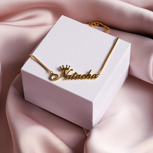 Collana con Nome Personalizzato, Catena a Maglia in Acciaio Inossidabile Placcato Oro 18K per <span class=keywords><strong>Bambini</strong></span>, Ciondolo con Lettera - Product Image 3