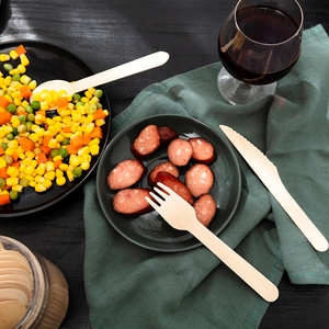 Muỗng và nĩa gỗ thân thiện với môi trường 140mm/160mm, đóng gói bằng giấy - Product Image 5