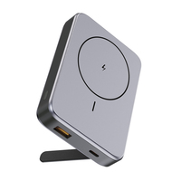 Batterie externe magnétique sans fil 10000 mAh - Charge rapide QC 22,5 W, chargeur portable avec support en alliage d'aluminium et sortie sans fil 15 W
