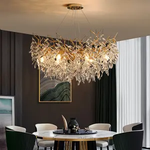 Luci pendenti ristorante d23,6 pollici lussuosa lampada di cristallo elegante moderna goccia di pioggia ciondolo decorazione ciondolo