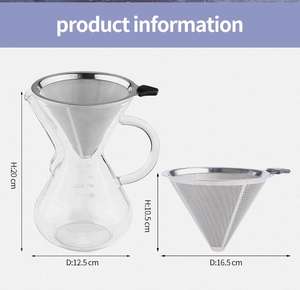 Cafetera portátil de vidrio de borosilicato con filtro de acero inoxidable, máquina para café, 8 tazas - Product Image 4