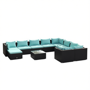 Set Lounge da Giardino Nero D0100HXY9YT in Rattan, Arredamento da Esterno Contemporaneo Resistente alle Intemperie, Capacità 10+ Posti - Product Image 1