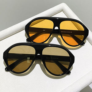 2025년 신상 인기 디자이너 캔디 컬러 오버사이즈 파일럿 선글라스 여성 앰버 옐로우 펑크 선글라스 남성 빅 프레임 트렌디 쉐이드 - Product Image 2