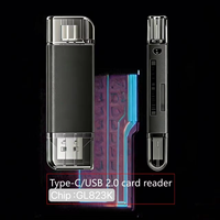 Lecteur de cartes SD TF USB Type C 2.0 portable en gros pour téléphone Android iPad Pro, adaptateur de carte mémoire mobile 2 en 1