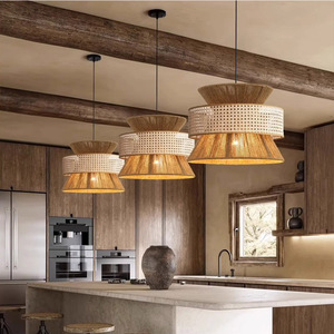 Lampes suspendues en rotin naturel tissé à la main, design oriental, éclairage de restaurant, lustre, tailles moyennes - Product Image 5