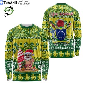 Poliéster de alta calidad personalizado <span class=keywords><strong>playa</strong></span> Navidad Islas Cook camiseta hombres mujeres vacaciones tropicales Casual Streetwear Slim Fit Top - Product Image 2