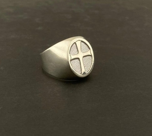 Bague grande bague du pape avec croix plaqué argent bague de pape personnalisée Thanksgiving nom personnalisé bijoux cadeau de noël - Product Image 4