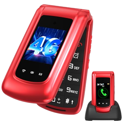 Brand New 4G Cell Phone for Seniors 1.77+2.4'' Dual Screen LTE Cell Phone Phone Dual SIM Card FM BT for Elderly People