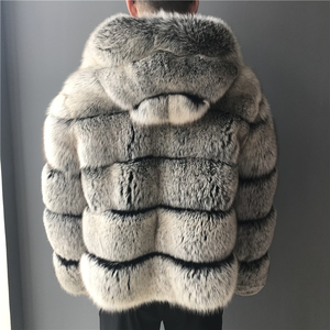 Giacca Bomber Classica Invernale da <span class=keywords><strong>Uomo</strong></span> <span class=keywords><strong>con</strong></span> Cappuccio in Vera Pelliccia di Volpe e Logo Frontale - Product Image 6