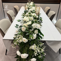 Chemin de table personnalisé en fleurs artificielles, décoration de mariage, chemin de table vert de luxe pour salle à manger, chemin de table fleuri