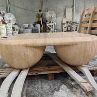 Table basse en travertin beige Goldtop OEM/ODM, travertin turc, travertin romain, tables à manger atypiques