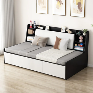 Cadre de lit tatami sur mesure en bois massif avec tiroirs coulissants, design moderne, taille double pour une chambre à coucher gain de place - Product Image 2