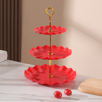 Nouvel ensemble de décoration de table à dessert 2025 – Plateau à trois niveaux en plastique pour fruits et bonbons, style luxe, plateau de fête