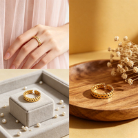 Bague ouverte minimaliste à maillons en forme de flèche, plaquée or 18 carats, en acier inoxydable, réglable et empilable, pour femme, cadeau d'anniversaire, bijoux
