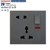Prise murale multifonction double avec interrupteur et voyant néon, 1 gang 1 voie 5 broches, personnalisée en usine OEM