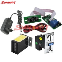 SUNWAYT SW-QA3 JY-15B Minuteur Sélecteur de Monnaie Carte d'Adaptation d'Alimentation 12V Multi-Monnaies pour Machine à Grue et Jeux d'Arcade en Plastique et Métal Anglais