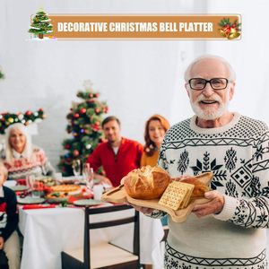 Plateau de service en bois en forme de cloche de Noël pour la table de fêtes et les décorations de cuisine - Product Image 4
