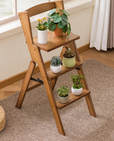 Tabouret-échelle pliable multifonctionnel en bambou, marchepied domestique à double usage, chaise de cuisine épaissie avec dossier, nouveau style chinois