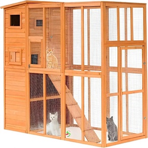 Modern <strong>Cat</strong> Camp Large <strong>Run</strong> Fully Enclosed Multi-Tier House Solid Wood Construction Roof | 190x84x175cm (6ft 3in X 2ft - Product Image 1