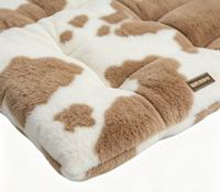 Coussin pour chien Yangyangpet Cream & Latte en velours côtelé, luxueux, carré, lavable, indestructible, amovible et résistant aux morsures