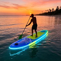 Planche de paddle gonflable LED Drop Stitch en gros, écologique, avec graphisme personnalisé, planche SUP lumineuse pour lacs et rivières