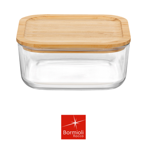 <b>Container</b> Quadro with Lid Bamboo Frigoverre Bormioli <b>Glass</b> 2.03 l 18.8 x 8 h cm Equipment Restaurant Supplies Wholesale - Product Image 4