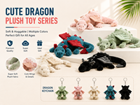 Peluche Dragon Mignonne et Porte-clés, Poupée en Peluche Douce, Mini Dragon Breloque de Sac, Cadeau pour Enfants, Vente en Gros