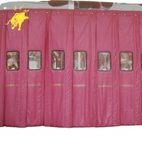 Rideau de porte d'hiver rouge imperméable en polyester/coton enduit PU pour supermarchés, grandes portes et fenêtres