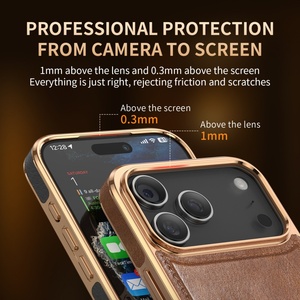 เคสโทรศัพท์มือถือหนัง PU ชุบเคลือบหรูหรา พร้อมแม่เหล็ก สำหรับ iPhone 17 14 15 16 Pro Max รองรับการชาร์จไร้สาย ป้องกันการกระแทก - Product Image 4