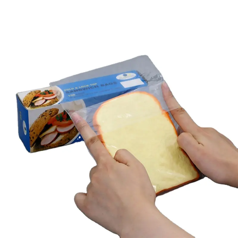 Freezer Plastic Bag YURUI High Quality Food Grade BPA FREE Plastic Sandwich Size Poly Freezer Easy Open Food Frozen Reusable Fold Top Sandwich Bag