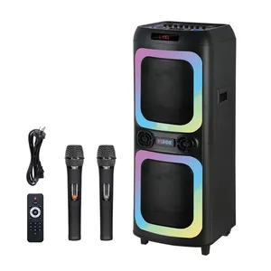 Double 12 inch outdoor wireless trolley speaker for flashing light dj party trolley speaker with wireless microphone