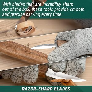 Set di 3 <span class=keywords><strong>Coltelli</strong></span> Premium <span class=keywords><strong>per</strong></span> Intaglio del <span class=keywords><strong>Legno</strong></span> con Custodia in Pelle e Pietra <span class=keywords><strong>per</strong></span> Affilare <span class=keywords><strong>per</strong></span> Lavorazione del <span class=keywords><strong>Legno</strong></span> Fai-da-Te - Product Image 6