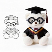Boneka Teddy Wisuda Warna Kustom Grosir dengan Topi dan Jubah Isi Kapas Plush Mini Hadiah dengan Kacamata