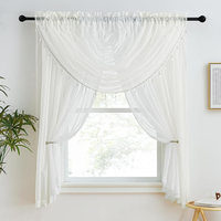 Rideau de fenêtre en voile transparent de designer, panneau complet avec cantonnière intégrée, demi-intimité, pour salon, chambre à coucher, salle à manger